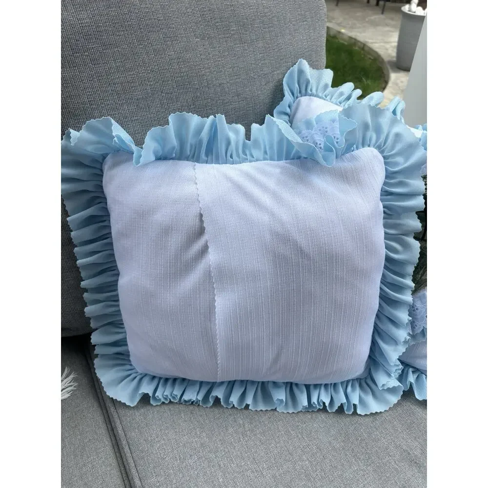 2 Vintage Ruffled Horse Throw Pillows Equestrian Pony Western 12
